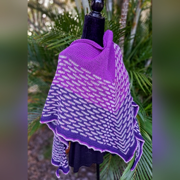 Hand Crafted Accessories - SOLD One of a Kind Warm and Cozy Knit Shawl Purple Pink Hand Dyed Wool Cashmere